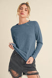 Aemi + Co Lettuce Hemline Round Neck Raglan Sleeve T-Shirt