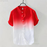 Breathable Comfortable Resort-style Ombre Short-sleeve Shirt
