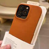 Smartphone Case In Vegan Leather With A Woven Texture And Magnetic Attachment