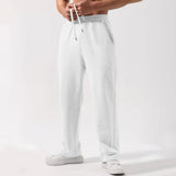 Male Solid Color Elastic-waist Drawstring Sweatpants