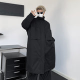 Mens Long Below-the-knee Cotton-padded Coat Yohji Yamamoto Style