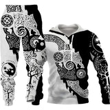 Animal-print Hooded Pullover Sweatshirt And Menswomens Sportswear Set