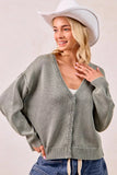 BiBi Washed Sweater V Neck Cardigan