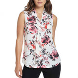 Dkny Floral Tie-Neck Top, Size Large