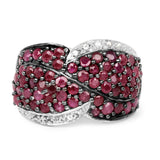 3.06 Carat Genuine Ruby & White Topaz .925 Sterling Silver Ring