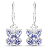 2.08 Carat Genuine Tanzanite .925 Sterling Silver Earrings