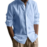 Men's Mandarin-collar Long-sleeve Shirt