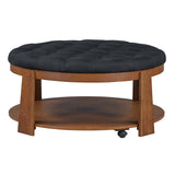Modern Large Round Ottoman and Coffee Table 2-Tier