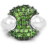 1.82 Carat Genuine Chrome Diopside .925 Sterling Silver Ring