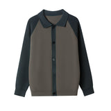 Mens Fallwinter Polo-neck Knitted Cardigan Sweater