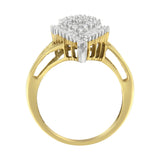 10K Yellow Gold 1/2 Cttw Round and Baguette-Cut Diamond Pear Ring (I-J Color, I1-I2 Clarity) - Size 7