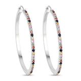 2.24 Carat Genuine Multi Sapphire .925 Sterling Silver Earrings
