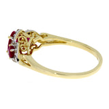 1.04ct Ruby Diamond 3 Stone Ring 14KT Yellow Gold