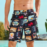 Couples Loose Quick-Drying Beach Shorts With Digital Print