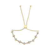 14K Yellow Gold Plated .925 Sterling Silver Diamond Accent Heart and Wave Link Bolo Bracelet (I-J Color, I2-I3 Clarity) - 6" to 9" Adjustable