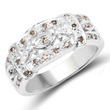 0.32 Carat Genuine Champagne Diamond .925 Sterling Silver Ring
