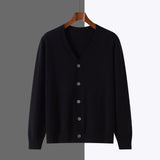 V-neck Knitted Cardigan Coat Men's Andy Velvet Long Sleeve