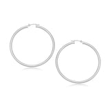 14k White Gold Polished Hoop Earrings (30 mm)