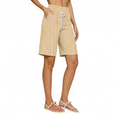 Loose-fit Striped High-waisted Shorts