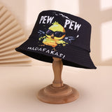 Men's And Women's Multi-purpose Printed Letter-shaped Yellow Duck Style Casual Fisherman Hat With Dual Sides, Suitable For Beer Festival Parties And Gatherings.