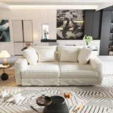 102.4 'Plush Corduroy 4-Seat Sofa,Modern Comfy Upholstered Sofa Cloud Couch,Deep Seat Couches with Soft Pillows and Movable Ottoman,Convertible Sofa Lounge Chair,for Living Room,Apartment,Office,Beige