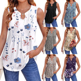 Womens Stylish Casual Floral Sleeveless T-shirt