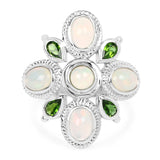 2.97 Carat Genuine Ethiopian Opal And Chrome Diopside .925 Sterling Silver Ring