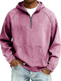 Mens Solid-Color Casual Hooded Zip-Up Sweatshirt