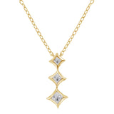 10K White Gold 1/5 Cttw Princess Cut Diamond 3 Stone Drop 18" Pendant Necklace (H-I Color, SI2-I1 Clarity)