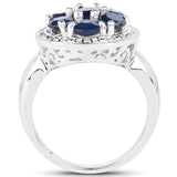 2.10 Carat Genuine Blue Sapphire .925 Sterling Silver Ring