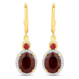 6.98 Carat Dyed Ruby and White Diamond .925 Sterling Silver Earrings