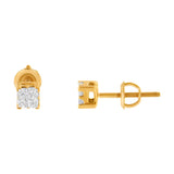 10KT Yellow Gold Princess Diamond Stud Earring (1/4 cttw, J-K Color, I1-I2 Clarity)