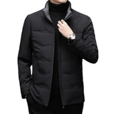 Mens Casual Color Stand-collar White Duck Down Warm Down Jacket