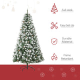 6ft Unlit Snow-Dusted Full Fir Artificial Christmas Tree with Realistic Branches, 61 Pine Cones and 800 Tips