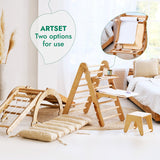 6in1 Montessori Climbing Set: Triangle Ladder + Arch/Rocker + Slide/Ramp + Net + Cushion + Art Addition