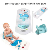 6M+ Infant Toddler Tub Seat Non-slip Safety Chair with Heat Sensitive Bath Mat