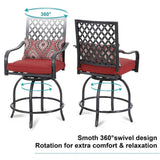 6PCS Outdoor Patio Bar Set Dining Table With Umbrella & Swivel Bar Stools (SAK53218)