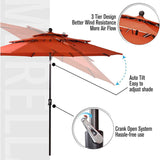 6PCS Outdoor Patio Bar Set Dining Table With Umbrella & Swivel Bar Stools (SAK53218)