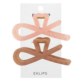 Eklips Frosted Figure Hair Clips Pink & Brown 2-Pack