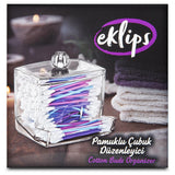 Eklips Clear Acrylic Cotton Swab Organizer - Hygienic Q-Tip Holder, Stylish Vanity & Bathroom Storage Solution