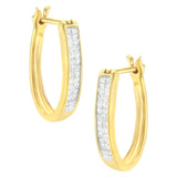 10K Yellow Gold 1/2 Cttw Invisible Set Princess-cut Diamond Hoop Earrings (H-I Color, SI2-I1 Clarity)
