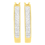 10K Yellow Gold 1/2 Cttw Invisible Set Princess-cut Diamond Hoop Earrings (H-I Color, SI2-I1 Clarity)