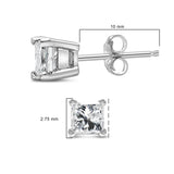 .925 Sterling Silver 1/4 Cttw Princess-Cut Diamond Solitaire Stud Earrings (H-I Color, I1-I2 Clarity)
