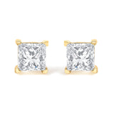 IGI Certified 3/8 Cttw Princess-Cut Square Diamond 4-Prong Solitaire Stud Earrings in 14K Yellow Gold (L-M Color, I1-I2 Clarity)