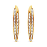 10K Yellow Gold 1/2 Cttw Round-Cut Diamond Modern Hoop Earrings (I-J Color, I2-I3 Clarity)