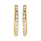 10K Yellow Gold 1.00 Cttw Round and Baguette-Cut Diamond U-Hoop Earrings (H-I Color, SI2-I1 Clarity)