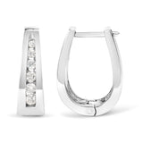 14k White Gold 1/4 Cttw Channel-Set Brilliant Round-Cut Diamond Hoop Earrings (I-J Color, I2-I3 Clarity)