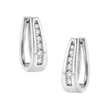 14k White Gold 1/4 Cttw Channel-Set Brilliant Round-Cut Diamond Hoop Earrings (I-J Color, I2-I3 Clarity)