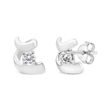 .925 Sterling Silver Round Cut Diamond Fashion Stud Earrings (0.10 cttw, I-J Color, I2-I3 Clarity)