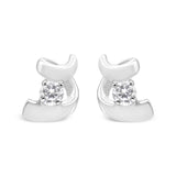 .925 Sterling Silver Round Cut Diamond Fashion Stud Earrings (0.10 cttw, I-J Color, I2-I3 Clarity)